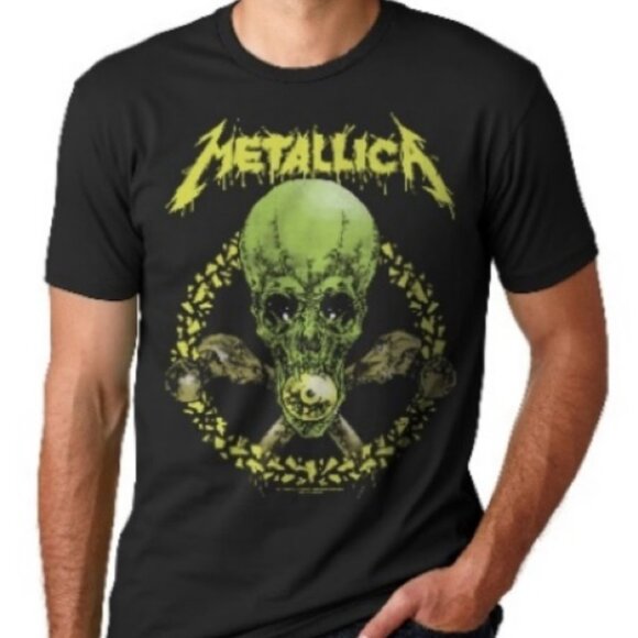 M🎵 Metallica Green Skull T-Shirt Unisex - Picture 1 of 6